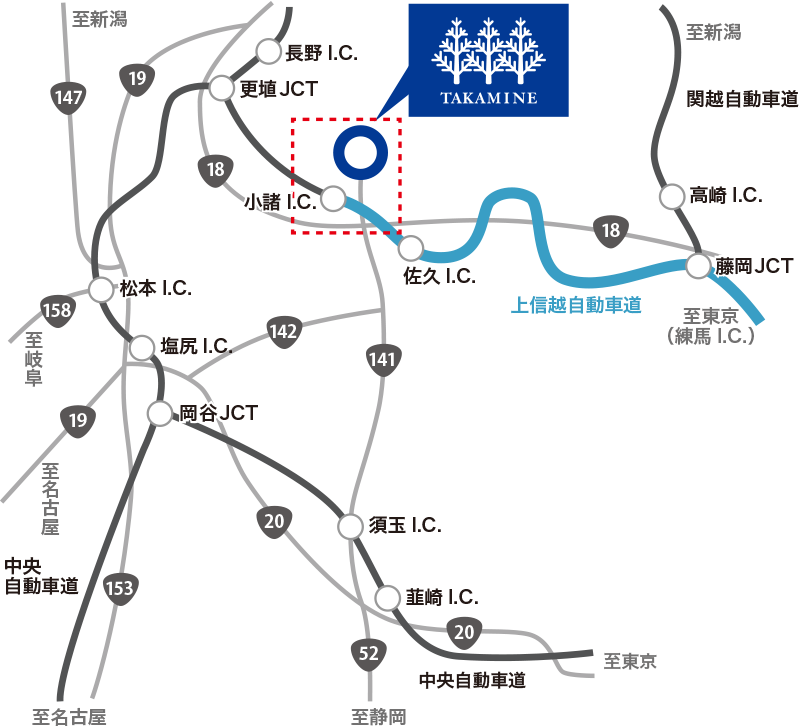 高峰マウンテンパークスキー場 広域MAP