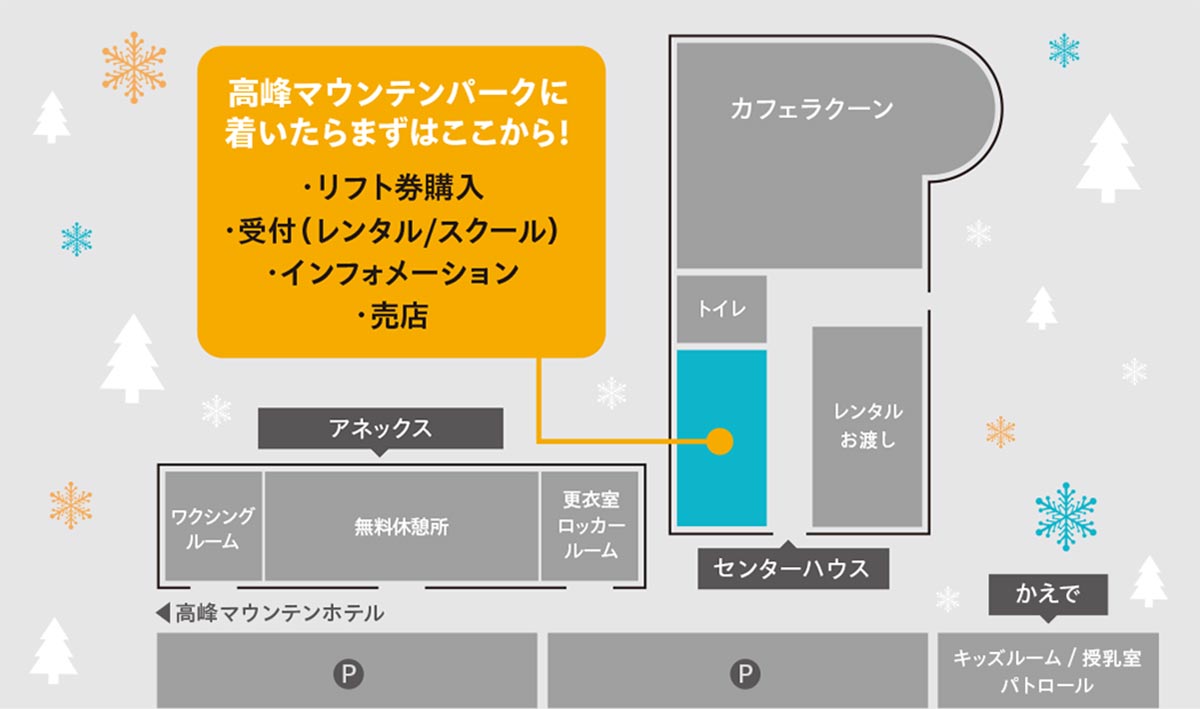 高峰マウンテンパークスキー場　施設マップ